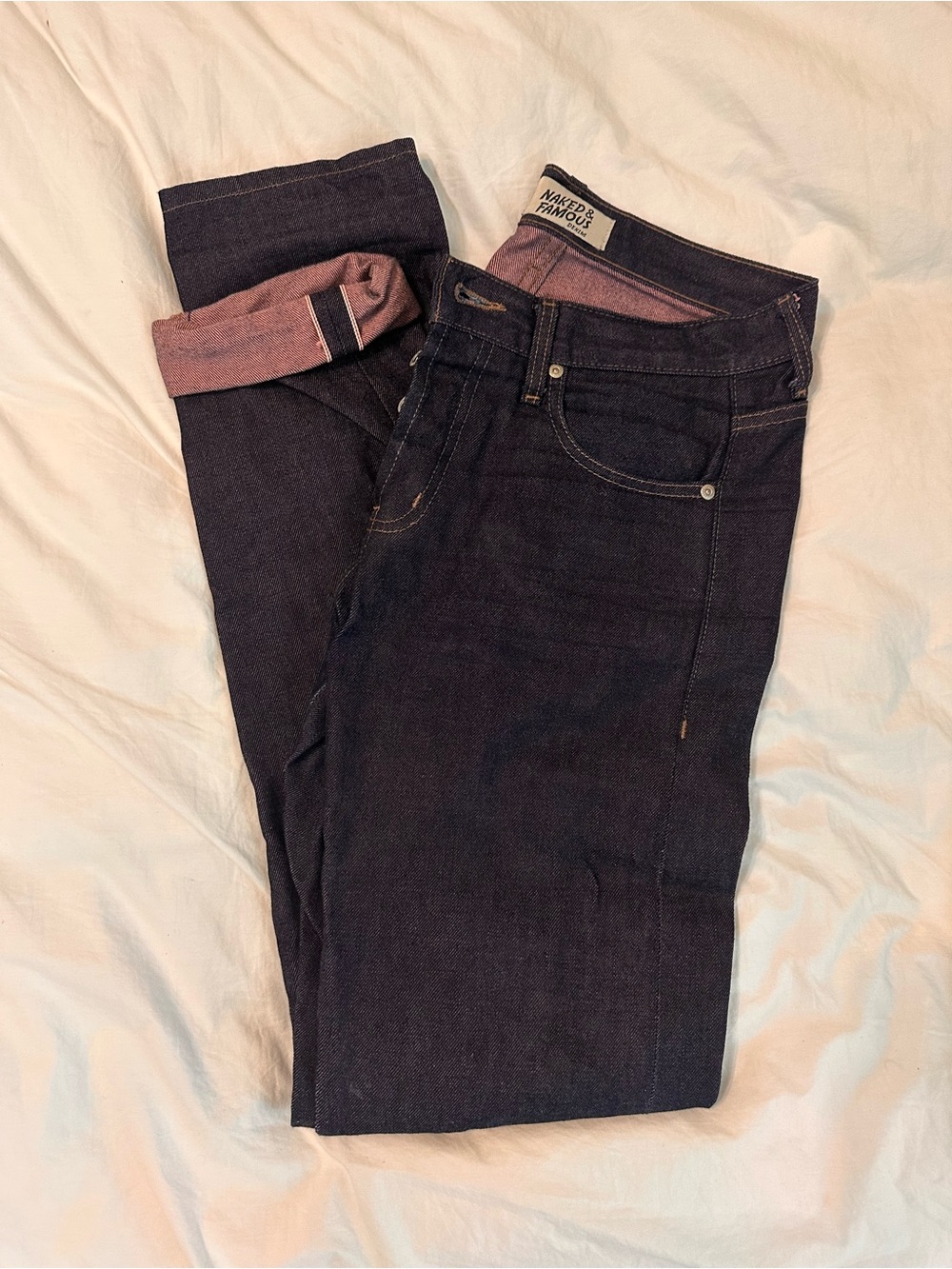 Naked and Famous Strawberry Milk 12.5 oz Japanese Selvage Denim Super Guy (30)